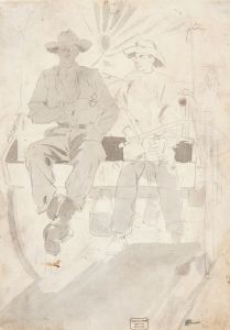Two Men in an Army Wagon