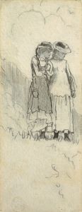Two Young Girls in a Field