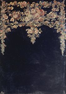 Guirlandes de fleurs. Peinture sur un miroir.
