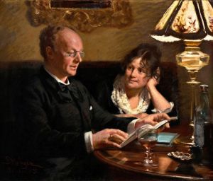 Double portrait of royal actor Emil Poulsen  and his wife Anna, born Næser