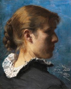 Portrait of a young woman in profile