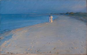 Summer evening at the South beach, Skagen. Anna Ancher and Marie Krøyer