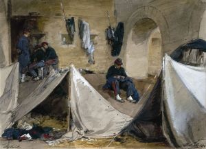 Campement de mobiles bretons sous le viaduc d’Auteuil en 1870.