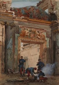 Ruines du salon de Mars au palais de Saint-Cloud en 1871.