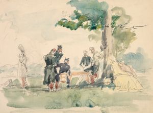 Militaires sous un arbre