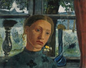 Girl’s head in front of a window