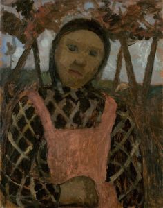 Girl in dusk with plaid blouse