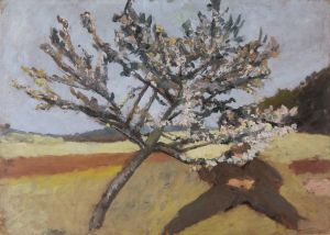 Man lying beneath a Blossoming Tree