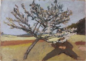 Man lying beneath a Blossoming Tree