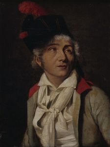 Portrait d’un acteur, en veste blanche à collet rouge