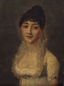 Portrait de femme en robe blanche
