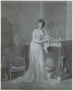 Woman in Front of a Fireplace