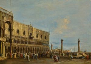 Venice, A View Of The Piazzetta Looking South With The Palazzo Ducale