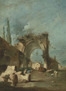 A Capriccio Of Buildings With Figures By A Ruined Arch