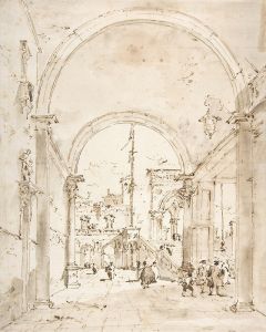 Architectural Capriccio; Grand Staircase Seen through an Archway