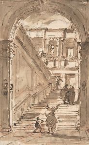Architectural Fantasy; Figures on a Grand Staircase