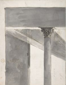 Fragment of a Larger Drawing Representing Part of a Column and a Cornice