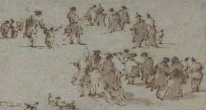 Studies for Groups of Walking Dressed Figures