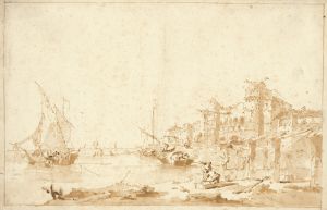 An Imaginary View of a Venetian Lagoon, with a Fortress by the Shore