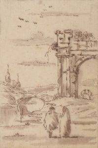 Two Figures in a Landscape with Ruins
