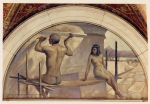 Egyptian hieroglyphics mural in Evolution of the Book series