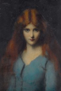 Head Of A Young Girl In A Blue Dress