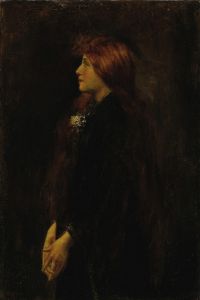 Portrait, Red Haired Beauty Standing in Profile