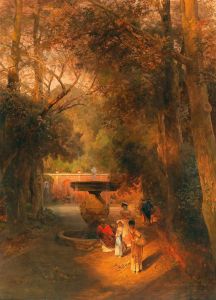 In the park by the fountain of Villa Torlonia in Frascati, near Rome