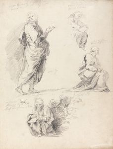Sheet of Figure Studies from Raphael’s Disputation