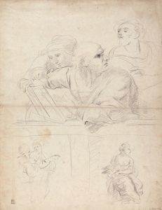 Sheet of Figure Studies from Raphael’s Disputation.