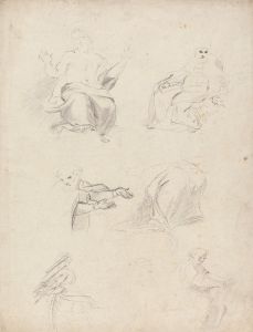 Sheet of Figure Studies from Raphael’s Disputation