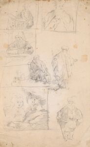Sheet of Copies after Etchings by Rembrandt
