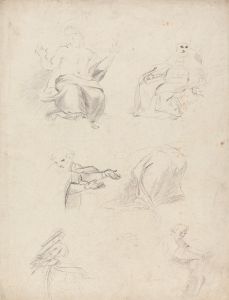 Sheet of Figure Studies from Raphael’s Disputation