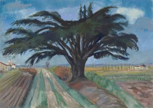 Großer Baum zwischen Feldern bei Montauban