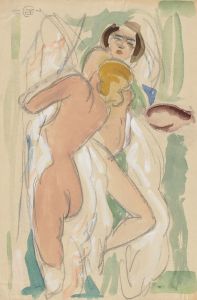 Two reclining female nudes