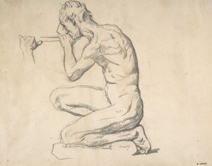 Kneeling Nude Male Figure, Facing Left