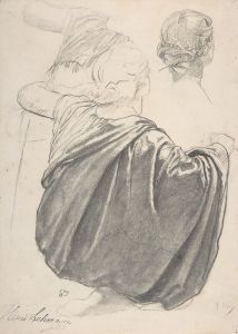 Studies of a Draped Female Figure, Kneeling, Seen from the Back, for the East Transept of the Chruch of Sainte-Clothilde, Paris