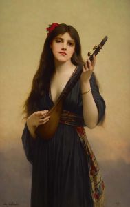 Woman Playing A Lute