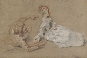 A Man Reclining and a Woman Seated on the Ground