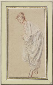 Standing Girl; barefoot, lifting her skirt