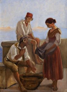 A young girl and two fishermen