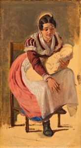 Roman woman with a child. Study for The St. Anthony Feast Day in Rome