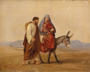 The Holy Family on the run. Sketch