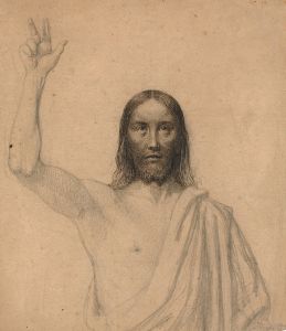 Velsignende Kristus. Halvfigur en face