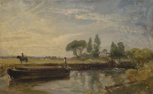 Barge below Flatford Lock