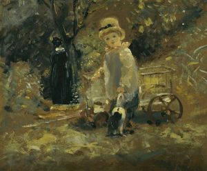 A Boy With A Toy Cart