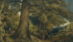 A Young Girl In A Woodland Landscape