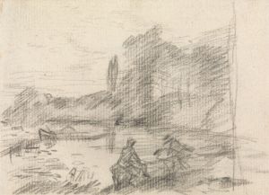 Two Figures by a River