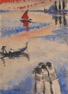 Red Sailing Ship and Gondola