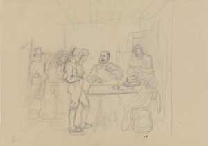 Fem figurer i interiør